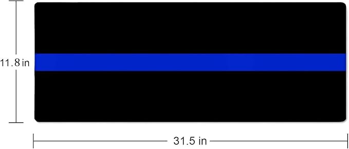 Extended Gaming Mouse Pad Big, Thin Blue Line Long Mouse Pad Large, 31.5x11.8in Non-Slip Rubber Base Black Mousepad, Stitched Edges Keyboard Mouse Mat Desk Pad