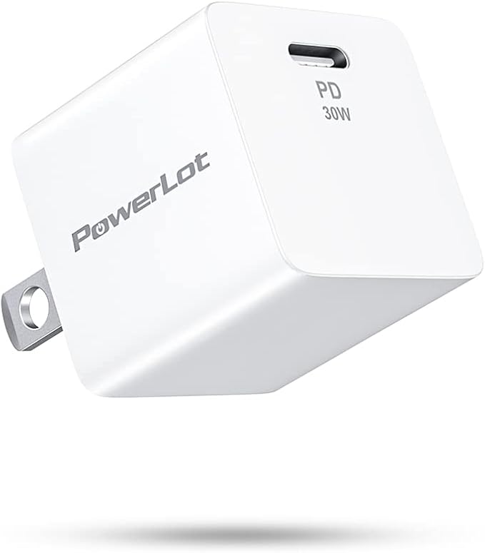 30W USB-C Power Adapter PowerLot GaN III USB C Wall Charger, PD USBC Fast Charger Block for iPhone 15/15 Pro/15 Pro Max/15 Plus/14/13/12/11, Pixel 7/7 Pro, iPad Pro/Air, AirPods, iWatch, MacBook Air