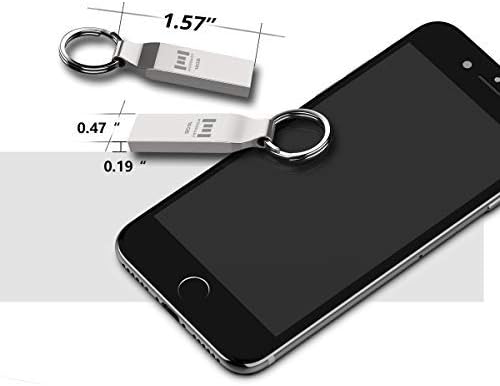 MOSDART Waterproof 16GB USB2.0 Flash Drive, FAT32 Metal Memory Stick with Keychain, for System Back, Data Storage, Silver(Pack of 10)