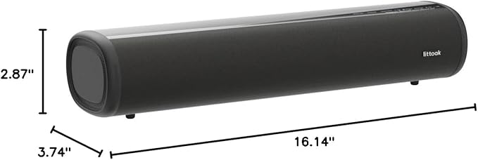 LITTOAK HDMI Sound Bar for Smart TV, Small TV Sound Bar Speakers, Optical/HDMI/Aux/Coax/USB/Bluetooth Connection for TV, PC, Projectors, Includes Remote Control, 16 inch