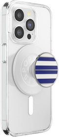 PopSockets Phone Grip for MagSafe, Magnetic Holder, Phone Stand, Navy Blue - Nautical Stripe