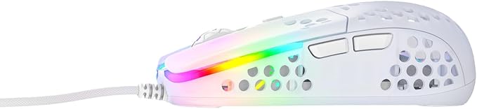 Xtrfy MZ1, Ultra-Light Wired Gaming Mouse, Cutting-Edge Pixart 3389 Sensor, Unique Shape for Optimum Aim, Adjustable RGB Lighting, White Rail Edition