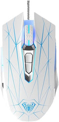 Mechnical E-Sports Gaming Mouse - USB 7 Programmable Buttons Mice with 2400 Adjustable DPI- Wired Connection-Breathing Light (White)