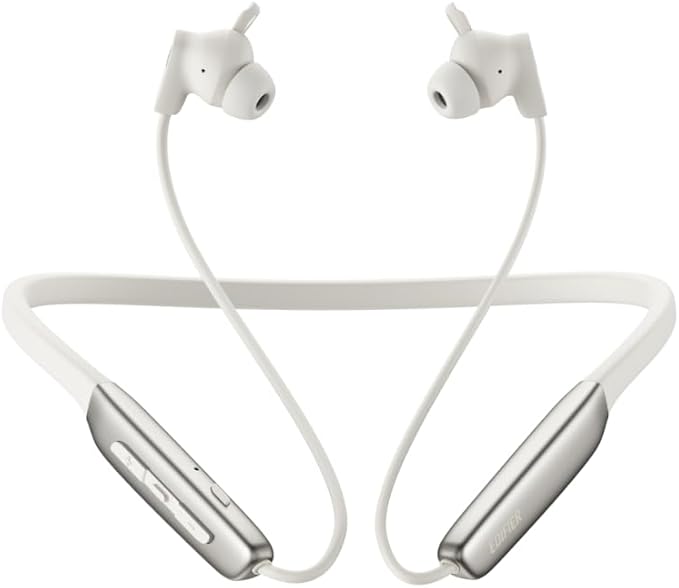 Edifier W280NB Pro Neckband Wireless Headphones - Active Noise Cancellation,IP55 Waterproof, 23H Playtime,Hi-Res Audio with LDAC, Bluetooth 5.4 Wireless Earbuds - White
