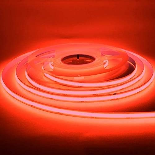 16.4FT/5M COB Flexible LED Strip Light DC12V/24V 528leds/m Bendable Tape (12V, Red)