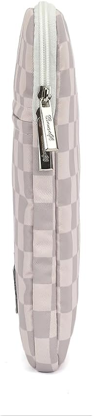 Canvaslife Neutral Checker Pattern Laptop Sleeve Case Cover with Pocket for MacBook Pro 14 inch and 14 inch-14.4 inch HP, Lenovo, Dell, ASUS, Acer Notebook Computer