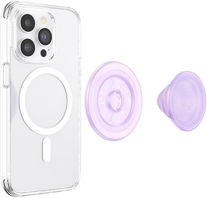PopSockets Phone Grip for MagSafe, Magnetic Holder, Phone Stand, Cute Pink - Opalescent Clear