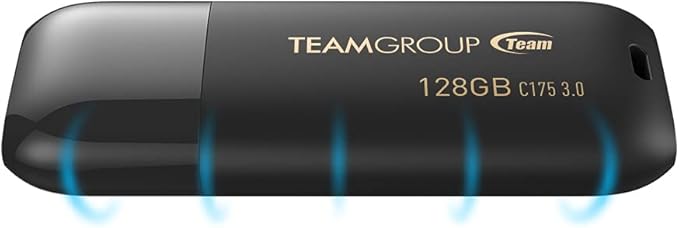 TEAMGROUP C175 128GB USB 3.2 Gen1 (USB 3.1/3.0) Read 100MB/s Flash Thumb Drive, Memory Stick Compatible with Computer/Laptop Matte Black TC1753128GB01