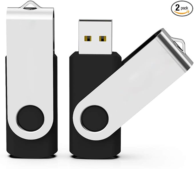 Aiibe 16GB USB Flash Drive 2 Pack 16GB Flash Drive USB 2.0 Thumb Drive Data Storage USB Drive Zip Drives (Black)