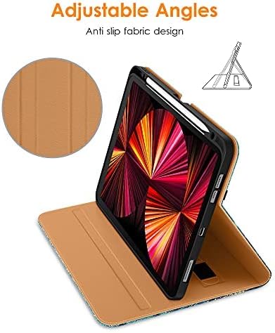 DTTO Premium Synthetic Leather iPad Case, Protective Cover for iPad Pro 11 Inch and iPad Air 4, Auto Wake/Sleep Function, Built-in Hand Strap, Front Document Card Pocket