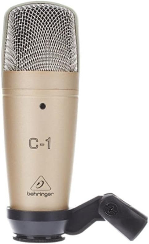Behringer C-1 Professional Large-Diaphragm Studio Condenser Microphone Audio Interface, 1x XLR/TRS 1x 1/4" 2X RCA USB, Black, 1-Channel (UM2)