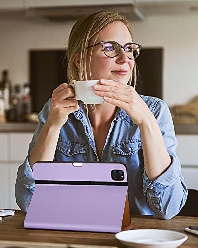 DTTO Case for iPad Pro 11 Inch 4th / 3rd / 2nd / 1st Generation 2022/2021/2020/2018,Premium PU Leather Folio Stand Cover with Hand Strap, Auto Wake/Sleep,Multiple Viewing Angles, Lavender