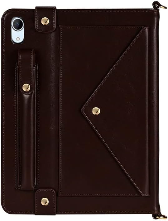 Handbag Case for iPad mini (A17 Pro)/6th Gen 8.3", Techcircle Folio Stand PU Leather Crossbody Cover with Pencil Holder+Card Slots Wallet Case with Shoulder/Hand Strap, Dark Brown