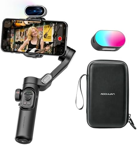 XE AI Version,Gimbal Stabilizer for Smartphone,NO APP AI Tracking, Gesture Control,360°Inception Gimbal, Magnetic RGB LED Light, Portable Hard Case for Camera, Smart XE AI& L20 &B30