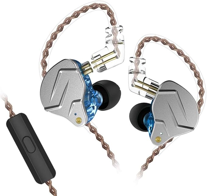 KZ ZSN Pro Wired Earphones in-Ear Headphones HiFi Stereo, 1BA+1DD Dual Driver Powerful Bass and Crystal Clear Audio,Compatible with iPhone, iPad, Android, Computer Most with 3.5mm Jack(Blue with Mic)