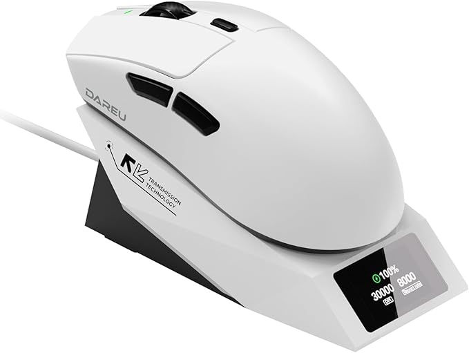 DAREU AE6 Pro Wireless Gaming Mouse, Custom PAW3950 30K Sensor, Wireless/Wired Dual 8K Polling,59g Lightweight, Display Charging Dock, Excimer Coating,3-Mode Connect, Programmable,166H Battery
