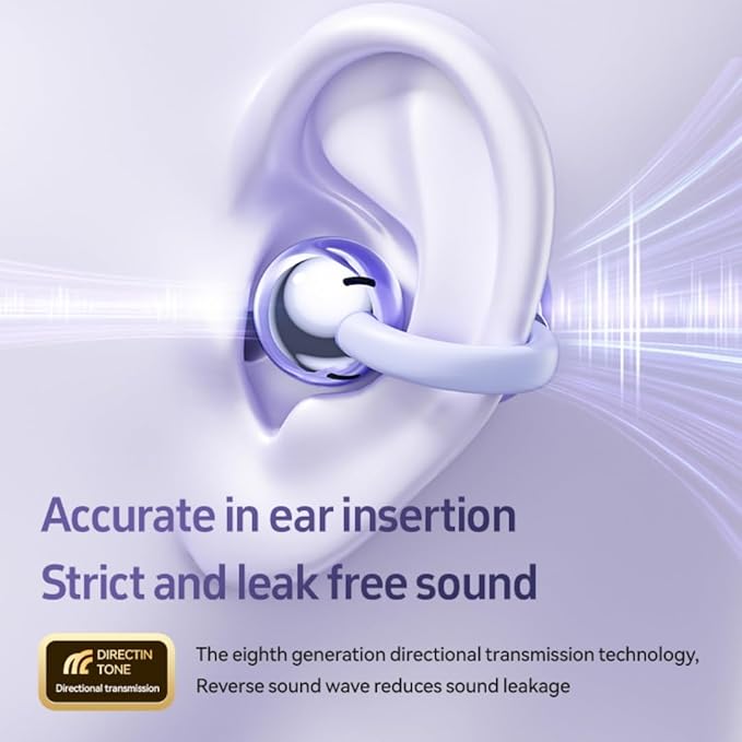 Open Ear Headphones, Wireless Earbuds for Sports Running Gym, 24H Battery, Sweat Proof, BT5.4, Noise Cancelling Mic, Wireless Charging Case for iOS Android (Style 1:Golden)