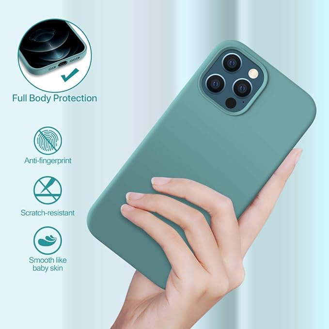 Miracase Compatible with iPhone 12 Pro Max Case, [Soft Anti-Scratch Microfiber Lining], Liquid Silicone Case Gel Rubber Shockproof Drop Protection Phone Case for 12 Pro Max, Midnight Green