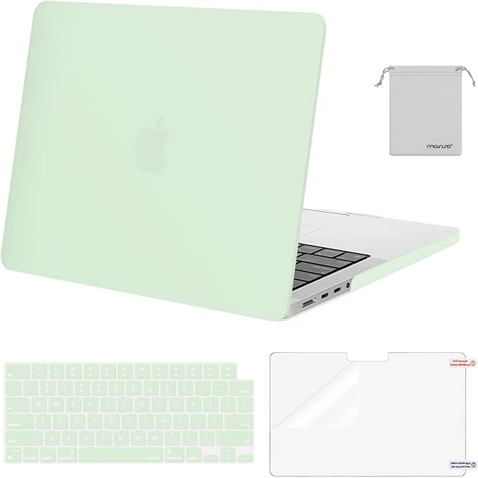 MOSISO Compatible with MacBook Pro 14 inch Case M5 2026 M4 2025 M3 M2 M1 2024-2021 A3427 A3426 A3434 A3112 A3185 A3401 A2918 A2992 A2779 A2442,Hard Case&Keyboard Skin&ScreenFilm&Pouch, Honeydew Green