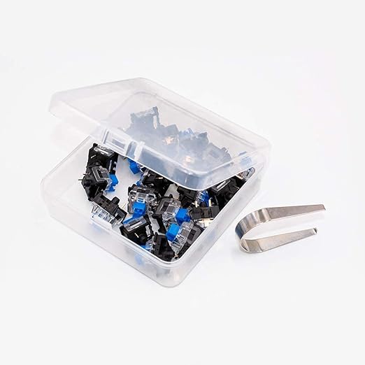 OUTEMU Blue Switches 3-pin Tactile Clicky 50gf - DIY Replacement for Mechanical Gaming Keyboard - 20 Pack with 1 Switch Puller