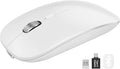 SABLUTE M31 Bluetooth Mouse for MacBook Pro/Air, iPad - Rechargeable Tri-Mode Wireless Mouse for 3 Devices (BT 5.2 + 2.4G), Sleek Slim Silent Mouse for Surface, Windows, White