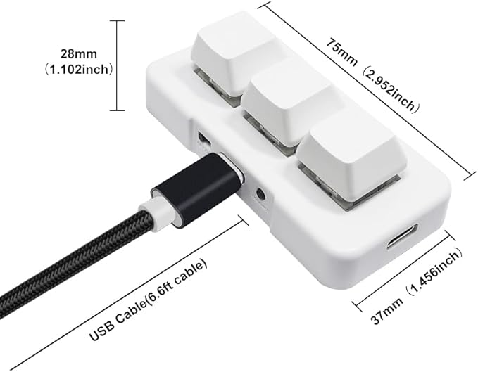 3-Key Mini Keypad 2.4G Wireless USB 2 in 1 Mechanical Gaming Keyboard Hot Key Customized Program with RGB Led for Gaming OSU Office Work