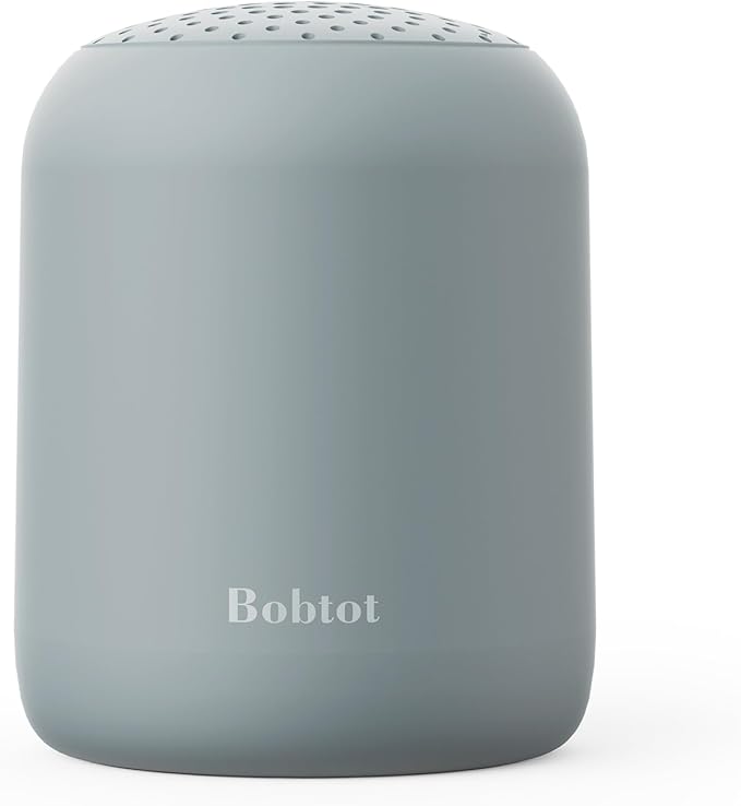 Bobtot Portable Bluetooth Speakers Wireless, Waterproof Speaker with 24H Playtime, Loud Stereo Sound, TWS, Built-in Microphone, Small Size with Carry Lanyard, Gray