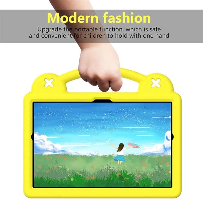 AKABEILA Compatible with Huawei MediaPad M3 Lite S 8.0/Samsung Tab A 8.0 2019 T290/T295/Tab A7 Lite 8.7 T220/T225 2021 Tablet Case, Kids Case with Shoulder Strap & Stand Handle Yellow
