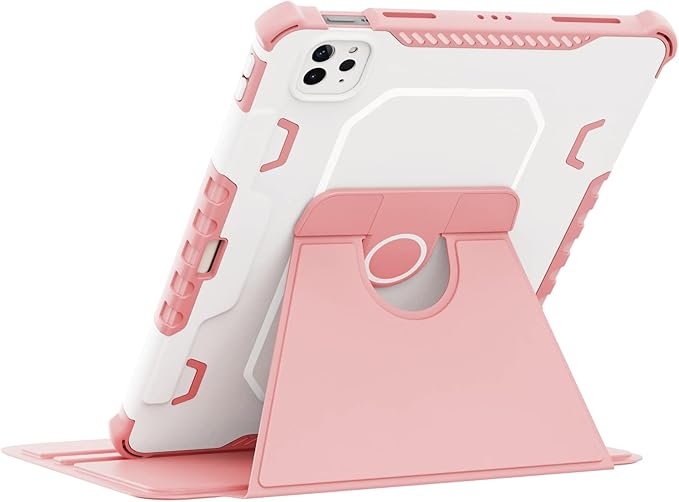 Rotating Case for iPad Pro 11" 4th/3rd/2nd Gen, iPad Pro 11 Smart Cover with Pencil Holder, Techcircle Hybrid TPU+PC Magnetic Cover Soft Bumper Slim Fit Folio Shockproof Protective Case-Baby Pink