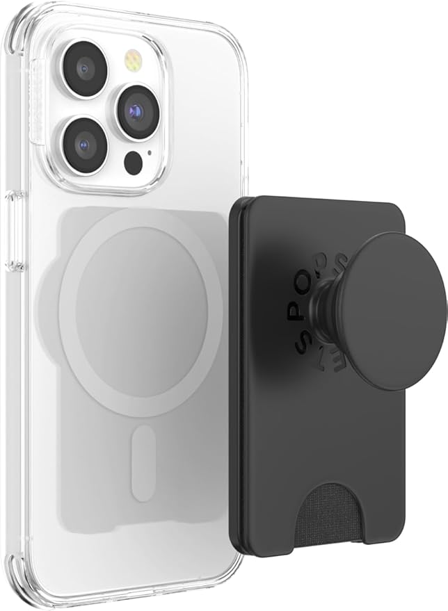 PopSockets Phone Wallet for MagSafe, Phone Card Holder with Grip - Black