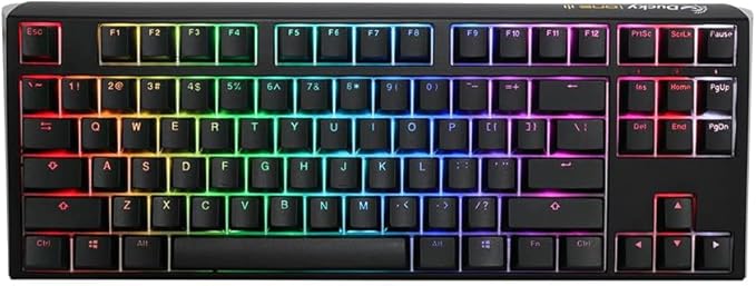 Ducky One 3 Black 80% Mechanical Keyboard: Quack Mechanics Dampening, Hot-Swappable Cherry Silent Red Switches, High-Density PBT Doubleshot Keycaps, RGB, US, Black