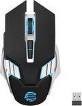 Bluetooth Gaming Mouse, RGB Rechargeable USB Wireless Mouse, Quiet Click, LED Backlit, Ergonomic, with Side Button, 6 Button, DPI Adjustable, Computer Mice for Laptop PC MacBook Chromebook - Black