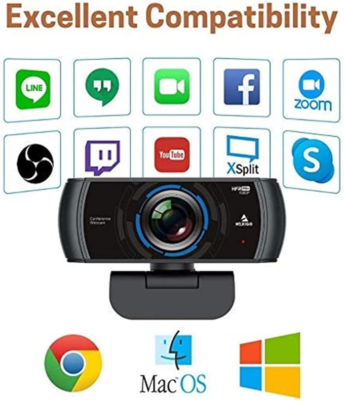 NexiGo N980P 1080P 60FPS Webcam with Microphone and Software Control, USB Computer Camera, Built-in Dual Noise Reduction Mics, 120° Wide-Angle for Zoom/Skype/FaceTime/Teams, PC Mac Laptop Desktop