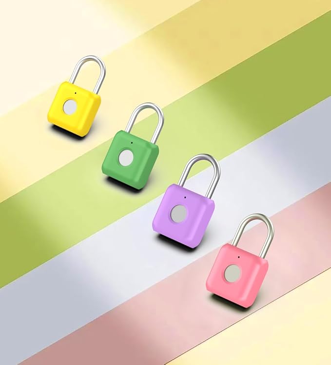 Fingerprint Padlock eLinkSmart Gym Locker Lock with Phone App iOS Watch Metal Keyless Combination Locks for School Sports Locker Hasp Storage Backpack Suitcase Yellow