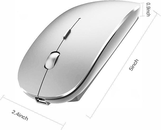 Bluetooth Wireless Mouse for Laptop mac MacBook ipad MacBook air MacBook pro pc Desktop Computer Windows Chromebook Notebook (Silver)