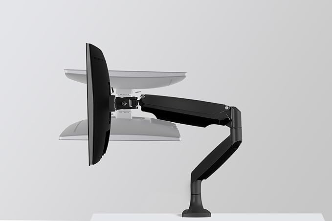 Mount-It! Single Monitor Arm Desk Mount with Gas Spring, Height Adjustable Monitor Stand for 13–32 Inch Screens up to 20 lbs, VESA 75x75 & 100x100, C-Clamp & Grommet, Sit-Stand Desk Compatible