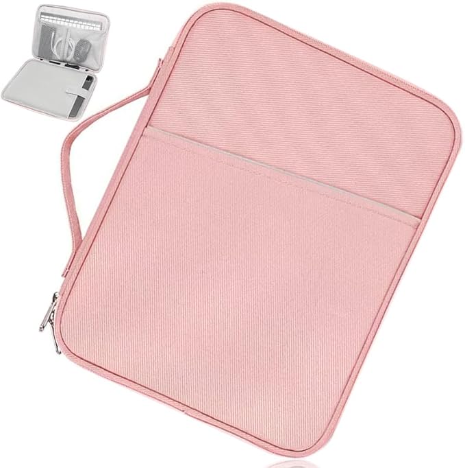 Crienten 12.9 Inch Tablet Sleeve Bag for Women Fits iPad Pro 12.9 M2 2022/2021/2020/2018/Pro 12.9 2017, Surface Laptop Go 12.4", Galaxy Tab S8+ 12.4", Waterproof Bag Carrying Case with Pocket (Pink)