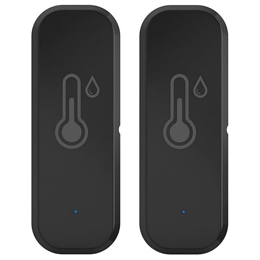 WiFi Temperature and Humidity Sensor,Compatible with Alexa and Google Home,No Hub Required,for Home,Baby Rooms,Greenhouses Accessories,Garages Black 2Pack(No Include Battery)