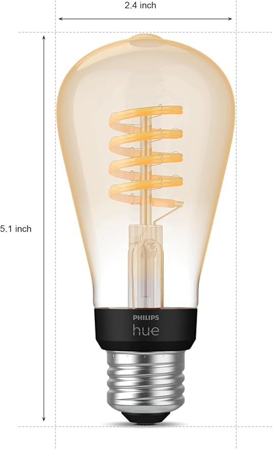 Philips Hue Smart 40W ST19 Filament LED Bulb - White Ambiance Warm-to-Cool White Light - 2 Pack - 550LM - E26 - Indoor - Control with Hue App - Works with Alexa, Google Assistant and Apple Homekit