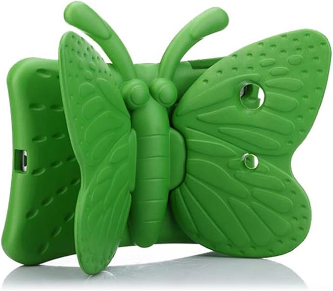 Kids Proof Case for Apple iPad mini 5/4/3/2/1 with Kickstand 3D Cartoon Soft EVA Foam Lightweight Shockproof Cover iPad mini 5th (2019) 4th/3rd/2nd/1st Generation 7.9", Green Butterfly