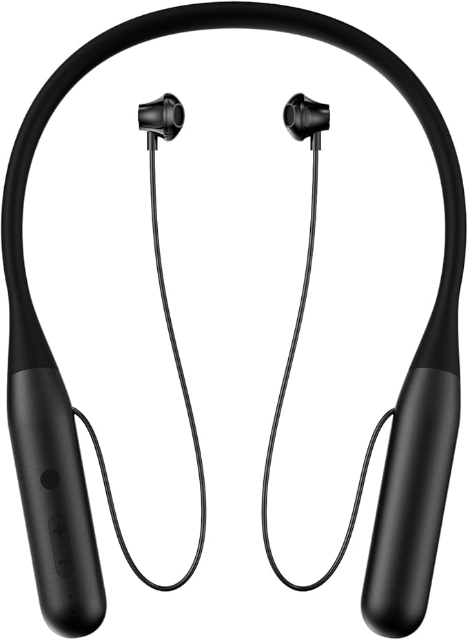 ZXQ Wireless Bluetooth Neckband Headphones 100 Hours Long Playtime,Around The Neck Bluetooth Earbuds with Microphone,Waterproof Sport Earphone,Over The Neck Headset with Storage Travel Case(Black)