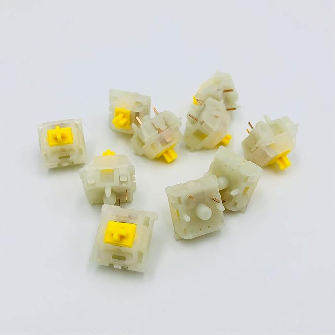 GATERON Milky Yellow Pro V2 Pre-lubed 5 Pin 50gf LED RGB Linear Switches for MX Mechanical Keyboard (70 Pcs, Milky Yellow Pro V2)