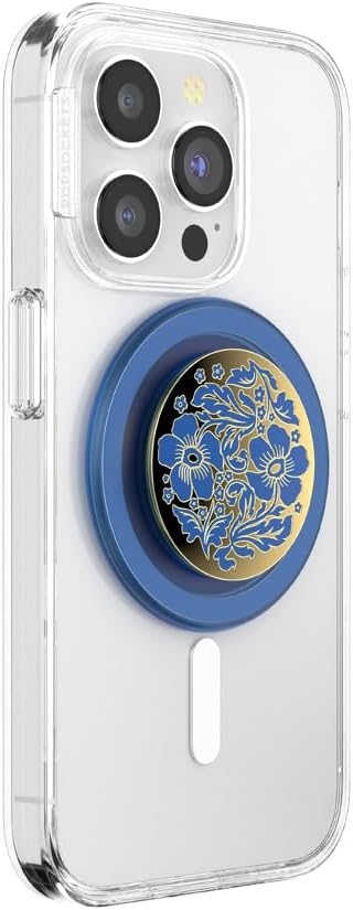 PopSockets Phone Grip for MagSafe, Magnetic Holder, Phone Stand, Blue - Lace Blue Vermeer