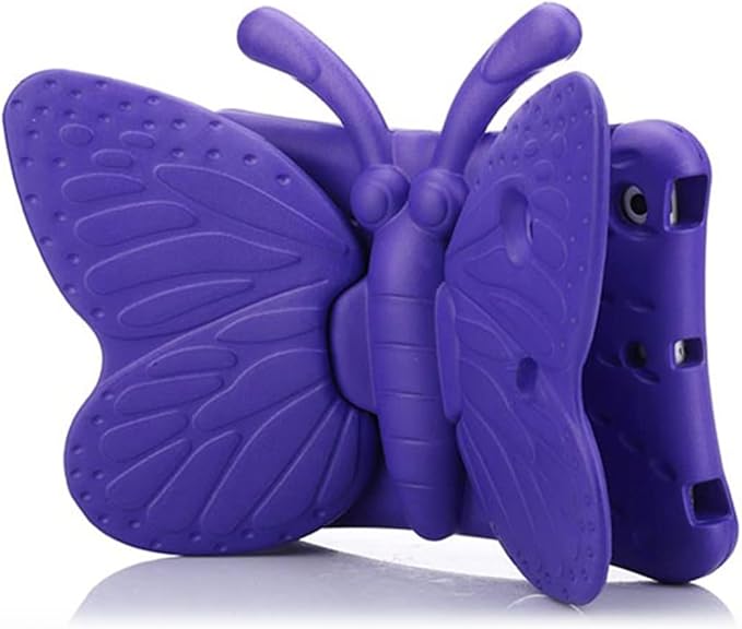 Kids Case for Apple iPad Mini 5/Mini 4/Mini 3/Mini 2/Mini 1 with kickstand Soft EVA Foam Lightweight Shockproof Stand Cover for iPad Mini 5th/4th/3rd/2nd/1st Generation 7.9", Purple Butterfly