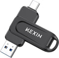 KEXIN USB C Flash Drive 512GB Thumb Drive 100MB/s Swivel Dual USB Drive 3.0 USB-A & Type-C Jump Drive for Smartphone Tablet iPhone 15/16 Car Game Console, 512GB Black