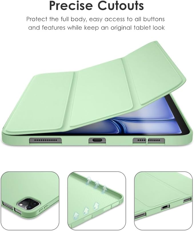 DTTO for iPad Pro 11 Inch 4th/3rd/2nd/1st Generation 2022/2021/2020/2018 Case, Also Fit iPad Air 11-Inch/5th/4th Gen, Slim Lightweight Trifold Stand Soft Back Cover，Auto Sleep/Wake,Light Green