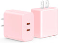 USB C Charger Block, 40W Dual Port Fast Charger 20W Type C Charging Block 3.1A USB Wall Charger Dual Port PD+QC Charging Cube for iPhone 15 16 14 13 12 11 Pro Max XS, iPad, Samsung Phone-Pink