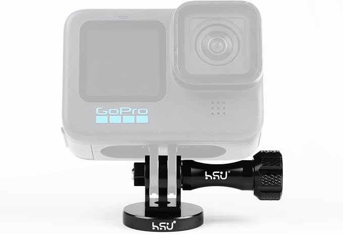 HSU Aluminum Alloy Metal GoPro Tripod/Monopod Mount with Aluminum Thumbscrew for GoPro Hero 13, 12, 11, 10, 9, 8, 7, 6, 5, 4, 3+, 3, 2, 1 HD, AKASO Campark and Other Action Cameras (Black)