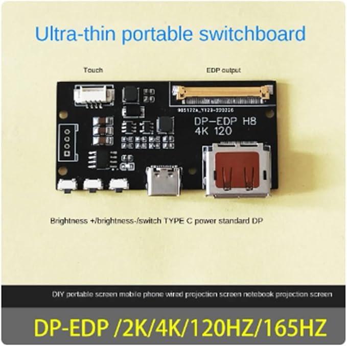 DP to EDP 4K 120HZ DIY4K Driver Board 4K 2K 1080 Adapter Board for Portable Display(A) Easy Install