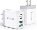 40W USB C Charger Block, 2-Pack 4-Port Fast Charging Block Power Adapter, Dual PD & QC Type-C Multiport Wall Charger for iPhone 17 16 15 14 13 12 11 Pro Max, Samsung, Tablets